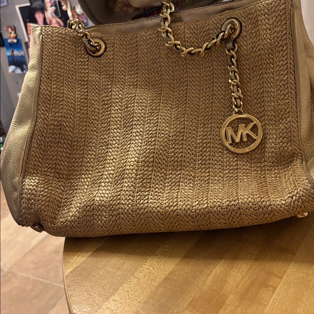 Michael Kors Gold and Cream Interior Bag